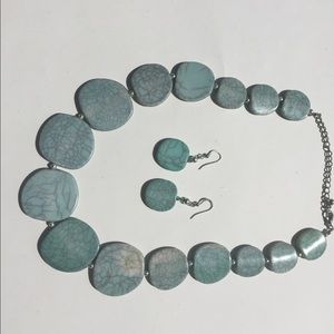23” Turquoise Necklace, 2 Earrings